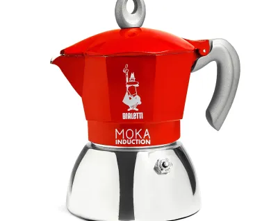 Bialetti New Moka Induction kawiarka stalowa na indukcję 2 tz / 100 ml czerwona